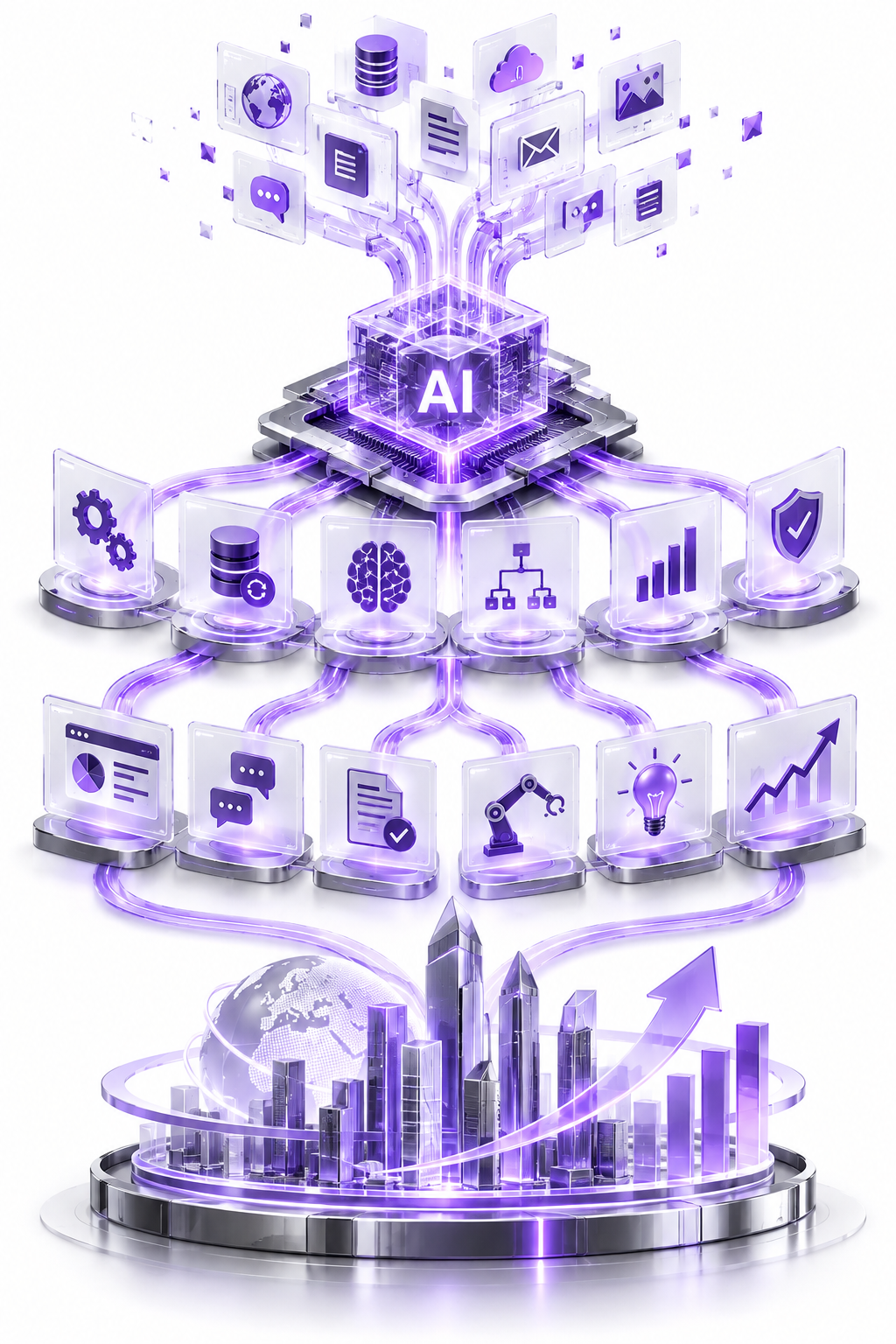 AI connects business information, automation, knowledge, workflows and insights to a more capable, growing business.